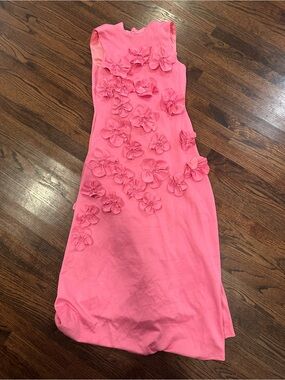 Pink Floral Appliqué Dress